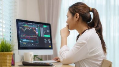 person seated at a home computer viewing stock screener/analysis of the magnificent seven stocks