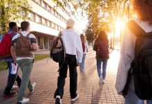 Students walking on campus